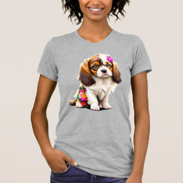 Cavalier King Charles Spaniel Welpe Floral Damen T-Shirt