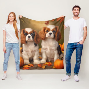 Cavalier King Charles Spaniel Welpe Herbst Kürbis Fleecedecke