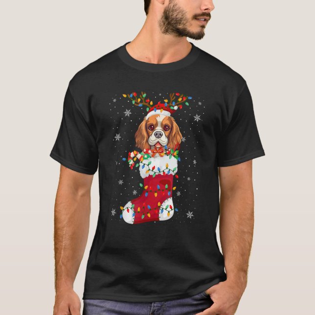 Cavalier King Charles Spaniel Welpe Hund in Socken T-Shirt (Vorderseite)