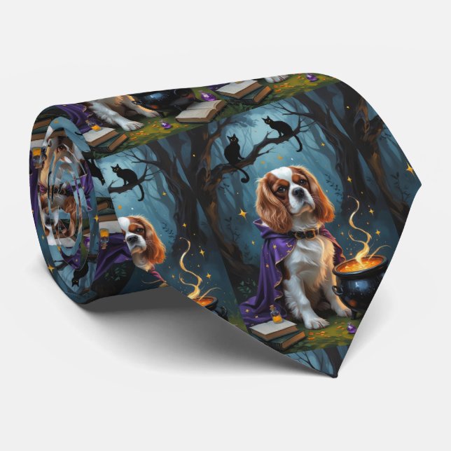 Cavalier King Charles Spaniel Whimsical Halloween Krawatte (Gerollt)