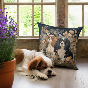 Cavalier King Charles Spaniels Antiker Teppich Kissen