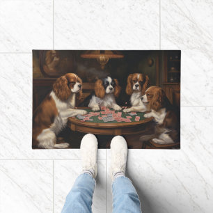 Cavalier King Charles Spaniels beim Pokern Kunst Fußmatte