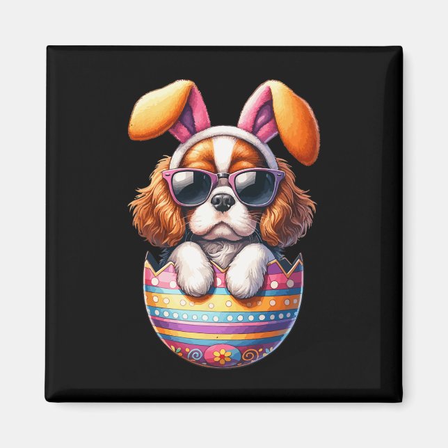 Cavalier King Charles Spaniels Dog Lover Easter Eg Magnet (Vorne)