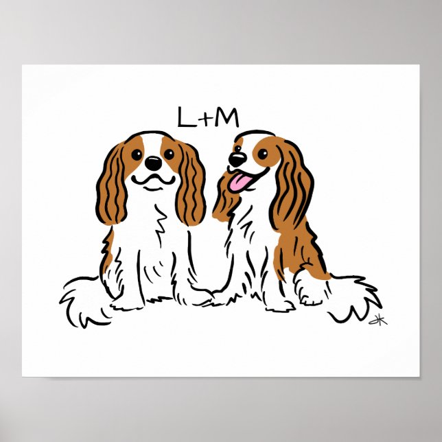 Cavalier King Charles Spaniels Hunde mit Ihrem Tex Poster (Vorne)