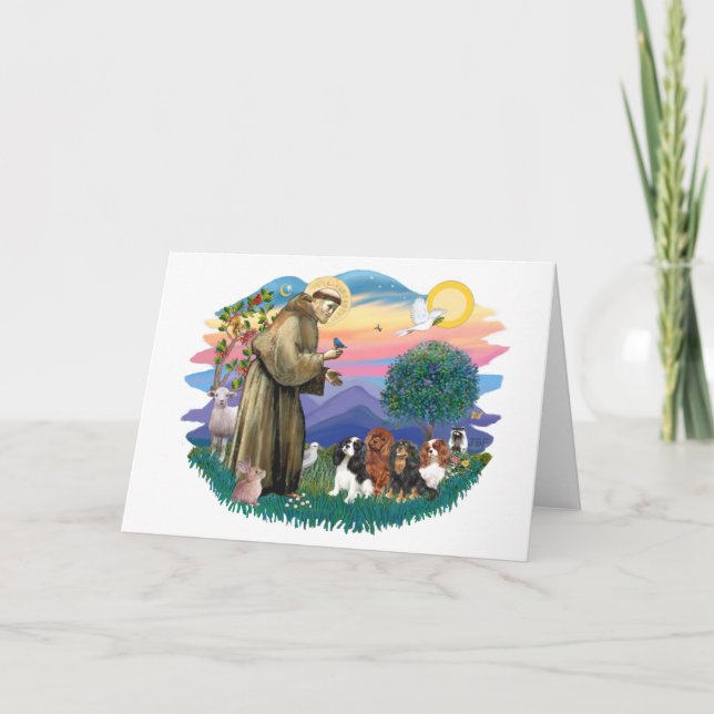 Cavalier King Charles Spaniels (vier) Karte (Vorderseite)