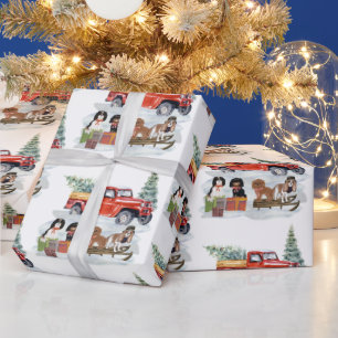 Cavalier King Charles Spaniels Winter Truck  Geschenkpapier
