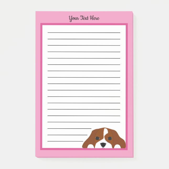 Cavalier King Charles Spanisch Welpe Hund Pink Post-it Klebezettel (Vorderseite)