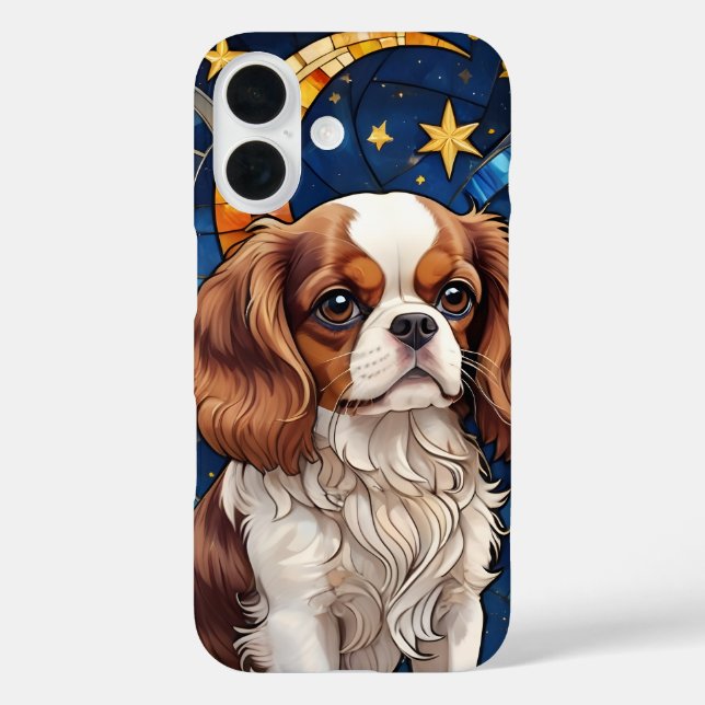 Cavalier King Charles Stached Glass Stars & Moon Case-Mate iPhone Hülle (Rückseite)