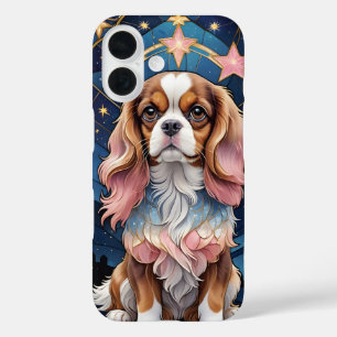 Cavalier King Charles Stains Glas Pink Stars iPhone 16 Hülle