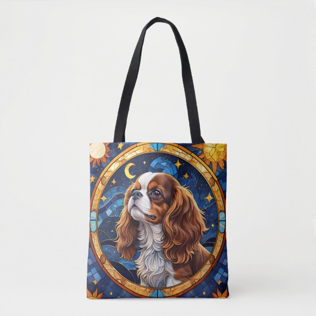 Cavalier King Charles Stains Glass Night Sky Moon (Vorderseite)