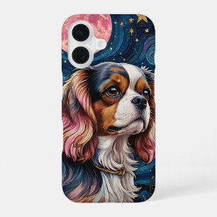 Cavalier King Charles Stains Glass Stars Moon iPhone 16 Hülle