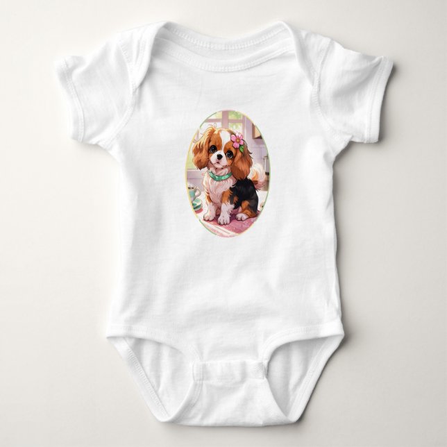Cavalier King Charles Tasse Teekonzern Baby Strampler (Vorderseite)