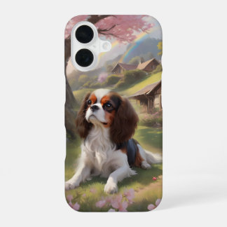 Cavalier King Charles Tricolor Kirschblüten iPhone 16 Hülle