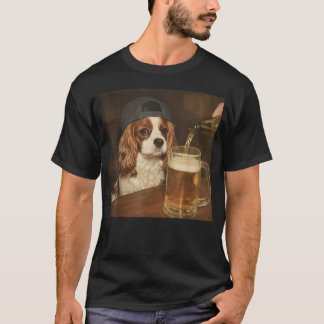 Cavalier King Charles trinkt Bier Lustiges Hunde-M T-Shirt