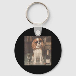 Cavalier King Charles trinkt Champagner Lustig Schlüsselanhänger