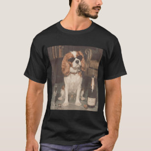 Cavalier King Charles trinkt Champagner Lustig T-Shirt