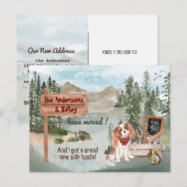 Cavalier King Charles Woods New Address Ankündigungspostkarte (Vorne/Hinten)