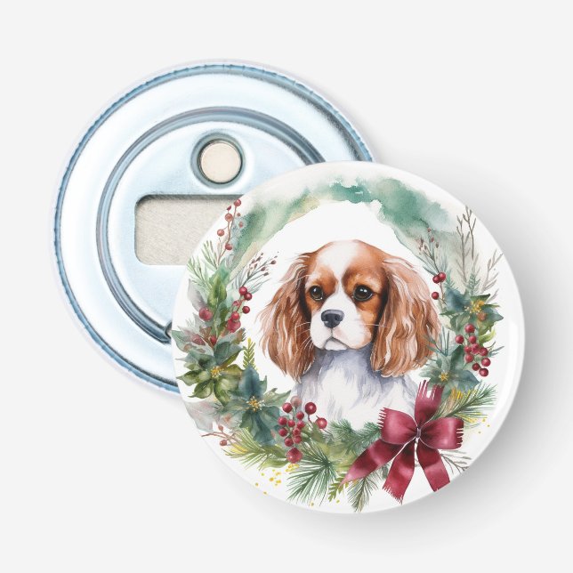 Cavalier King Christmas Wreath Festivals Flaschenöffner (Vorderseite)