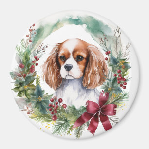Cavalier King Christmas Wreath Festivals Magnet