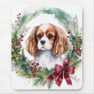 Cavalier King Christmas Wreath Festivals Mousepad