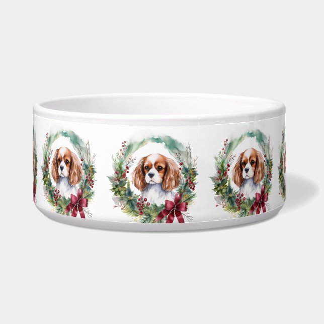 Cavalier King Christmas Wreath Festivals Napf (Vorderseite)