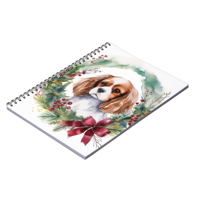 Cavalier King Christmas Wreath Festivals Notizblock (Linke Seite)