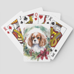 Cavalier King Christmas Wreath Festivals Spielkarten