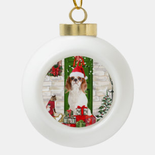 Cavalier King Dog Christmas Keramik Kugel-Ornament