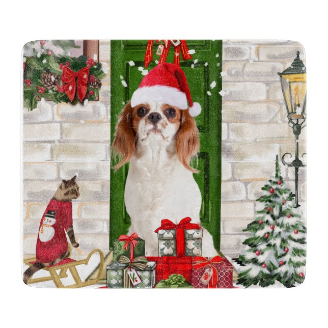 Cavalier King Dog Christmas Schneidebrett (Vorderseite)