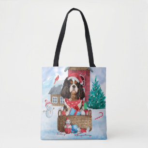 Cavalier King Dog im Schnee Weihnachtshundehaus