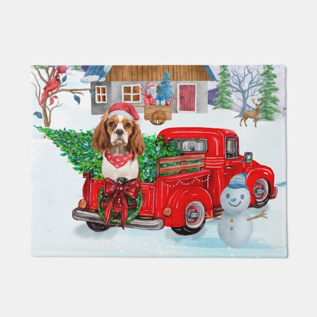 Cavalier King Dog in Christmas Delivery Truck Schn Fußmatte (Vorderseite)