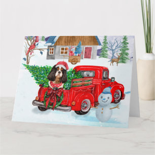 Cavalier King Dog in Christmas Delivery Truck Schn Karte
