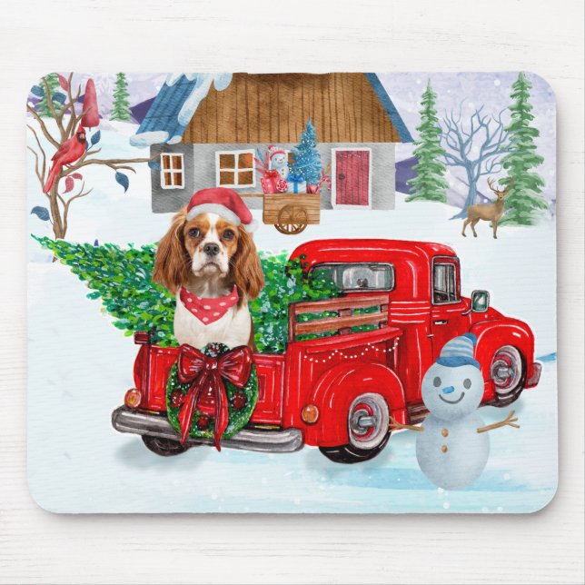 Cavalier King Dog in Christmas Delivery Truck Schn Mousepad (Vorne)