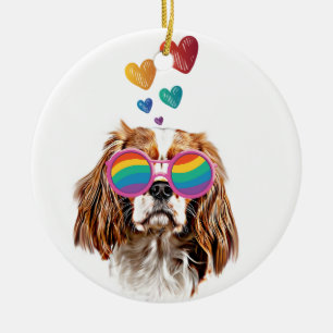 Cavalier King Dog mit dem Valentinstag des Herzens Keramik Ornament