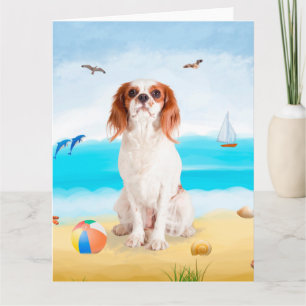 Cavalier King Dog on Beach Karte