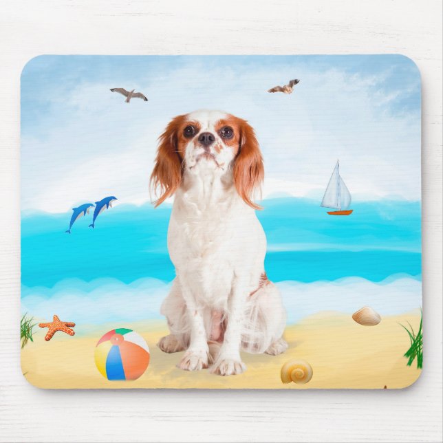 Cavalier King Dog on Beach Mousepad (Vorne)