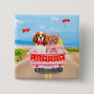 Cavalier King Dog Valentine's Day Lkw Herz Button