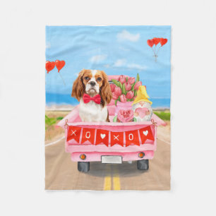 Cavalier King Dog Valentine's Day Lkw Herz Fleecedecke