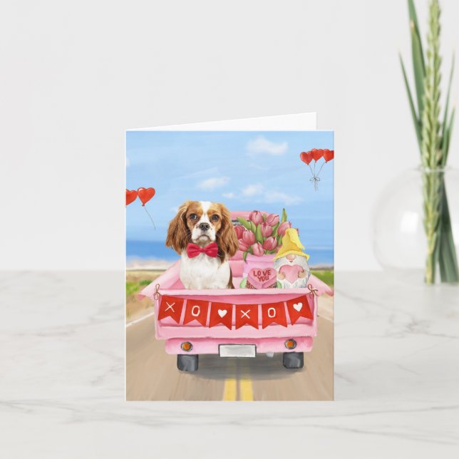Cavalier King Dog Valentine's Day Lkw Herz Karte (Vorderseite)