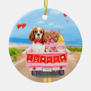 Cavalier King Dog Valentine's Day Lkw Herz Keramik Ornament