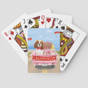 Cavalier King Dog Valentine's Day Lkw Herz Spielkarten