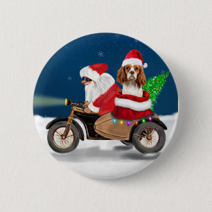 Cavalier King Dog Weihnachtsmann Button