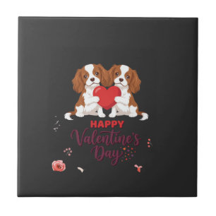 Cavalier King Hund Frohen Valentinstag Floral Fliese
