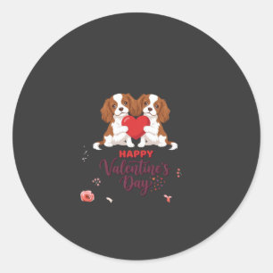 Cavalier King Hund Frohen Valentinstag Floral Runder Aufkleber