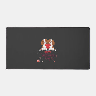 Cavalier King Hund Frohen Valentinstag Floral Schreibtischunterlage