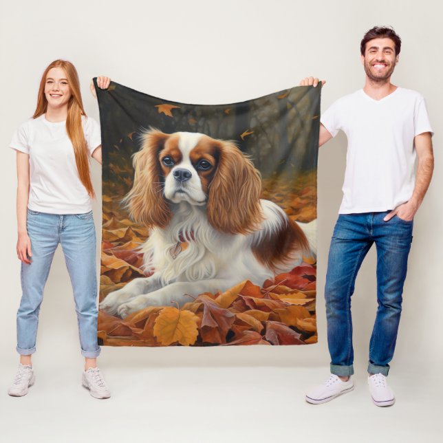 Cavalier King im Herbst Leaves Fall Inspiriert Fleecedecke (Beispiel)