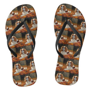 Cavalier King im Herbst Leaves Fall Inspiriert Flip Flops