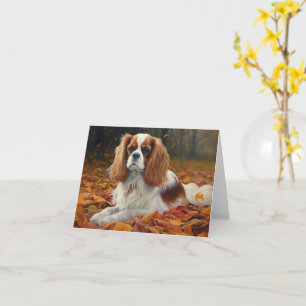 Cavalier King im Herbst Leaves Fall Inspiriert Karte
