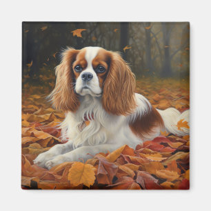 Cavalier King im Herbst Leaves Fall Inspiriert Magnet