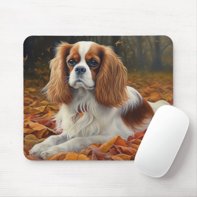 Cavalier King im Herbst Leaves Fall Inspiriert Mousepad (Mit Mouse)